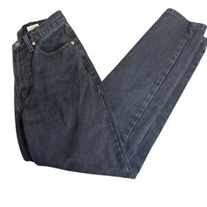 Vintage Jordache Jeans Womens Black Denim High Rise Straight Leg Size 7/8